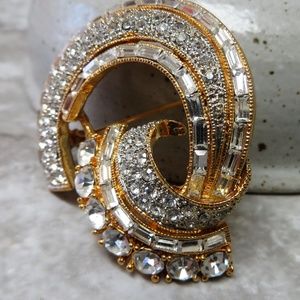 cz faux diamond pendant brooch statement bold